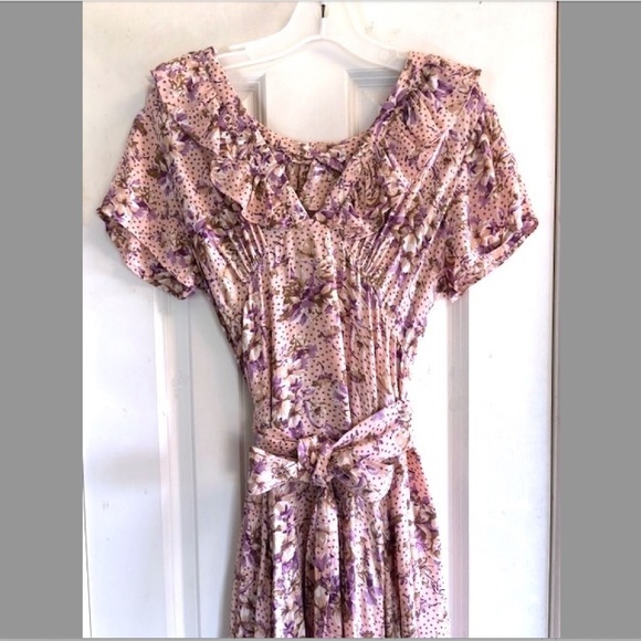 BY TiMo Ruffle Trimmed, Midi-Style Wrap Dress w/ Open Back in Pink NWOT/sz L - Picture 4 of 16